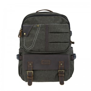 18SC-6891D Armata Verde Durabel Pânză Rucsac din piele naturală Laptop Business Bagbag Pachet de călătorie autentic